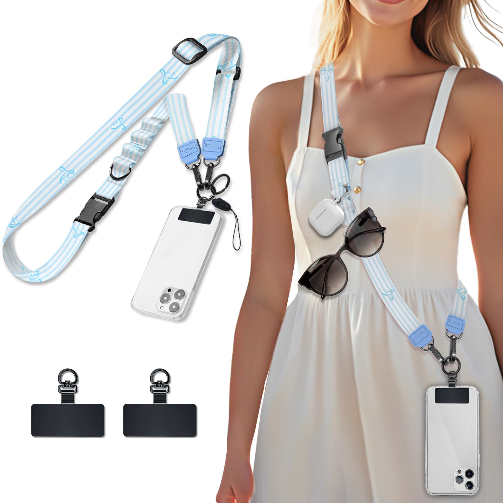 Icycay Phone Lanyard Crossbody Strap Neck Adjustable Teacher Women Striped
