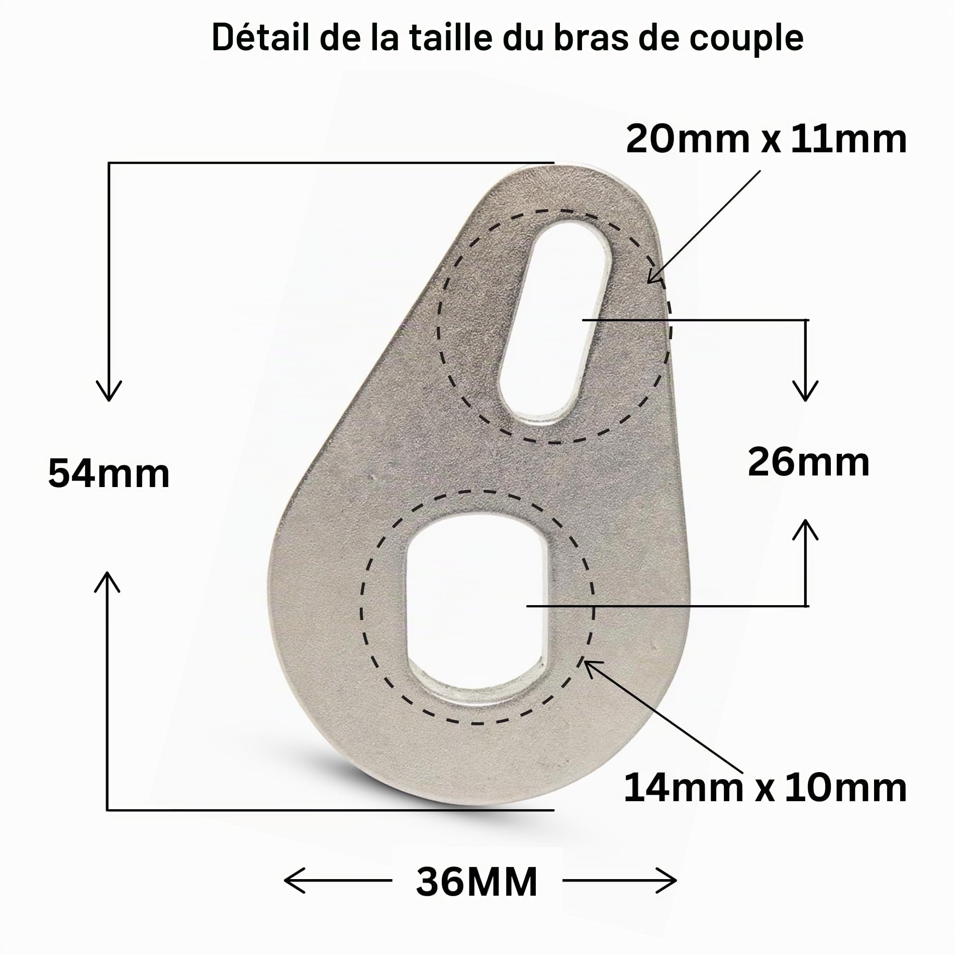 UK Ensemble de bras de couple universel pour vélo électrique M14, 6 mm d'épaisseur, fabriqué en acier inoxydable, pour moteurs de 1000 W, 2000 W, 3000 W.