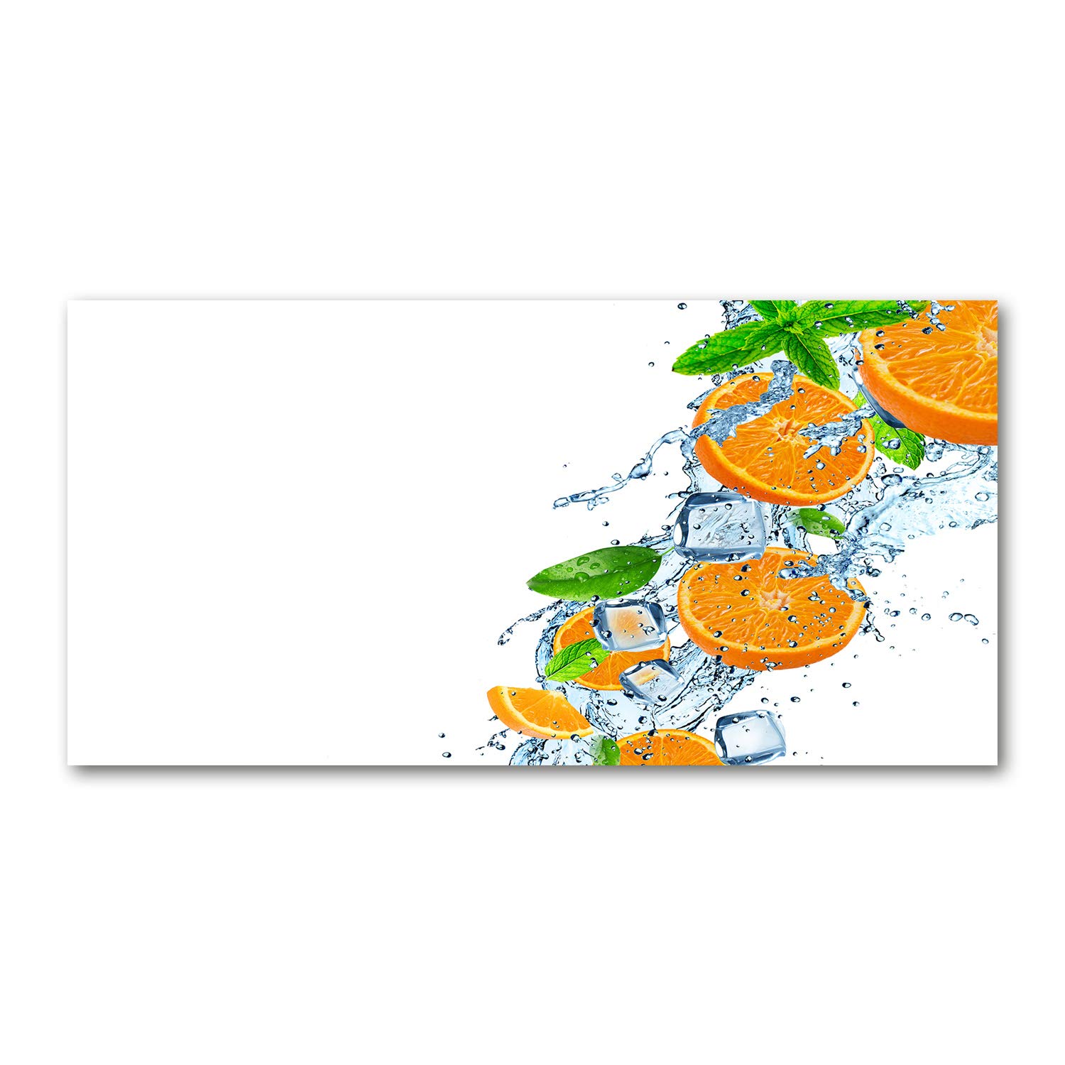 Impression sur verre 120x60 cm de nourriture et boissons oranges pour déco murale