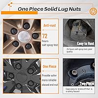 Vista 4 de MIKKUPPA Tuercas negras de 9/16"-18, repuesto para Dodge Dakota 2006-2010, Durango 2004-2009, Ram 1500 OEM Factory 2002-2010, tuercas hexagonales