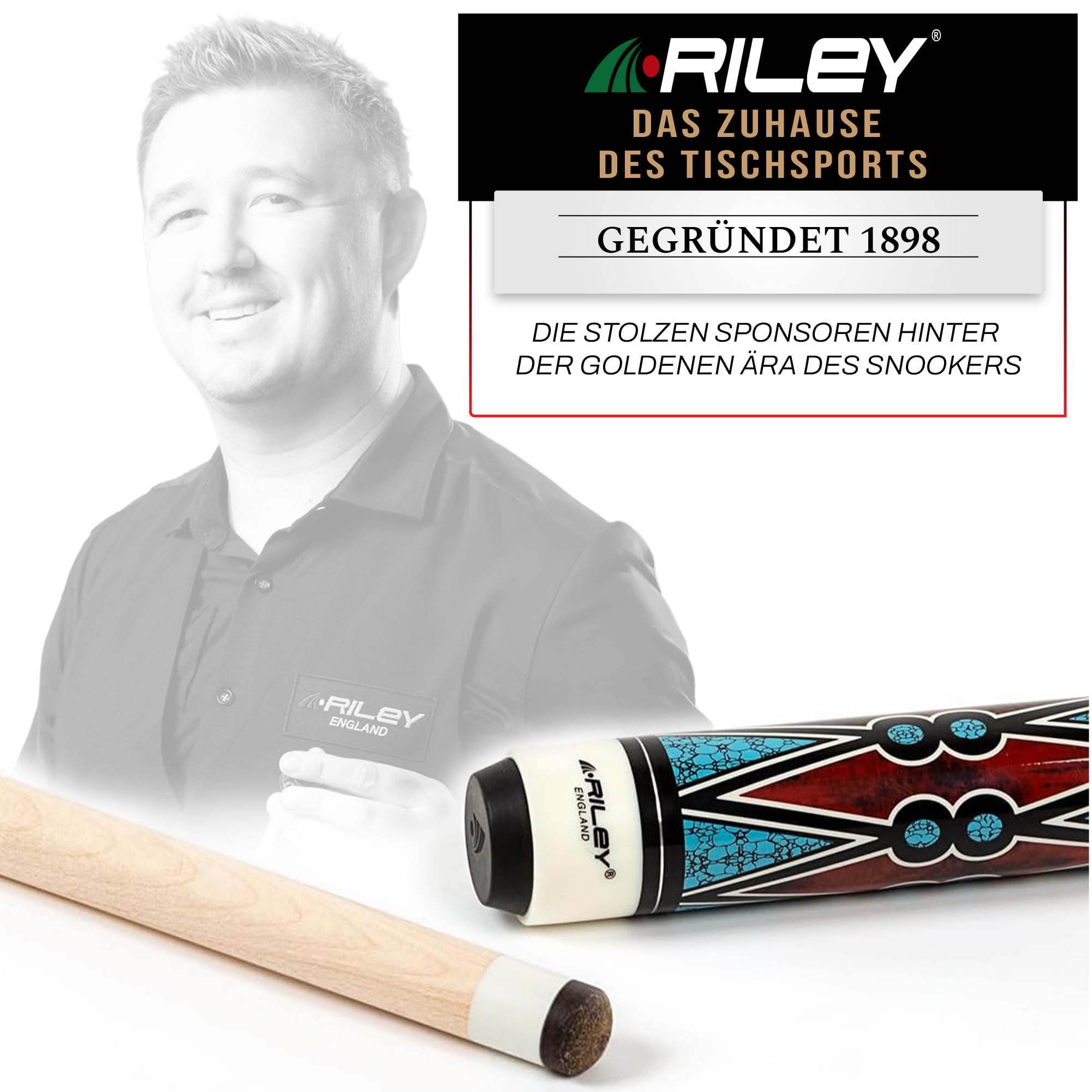 Riley Centurion American Poolqueue mit Leinenummanteltem Griff, 147 cm, 13 mm Spitzen-Gelenkschutz