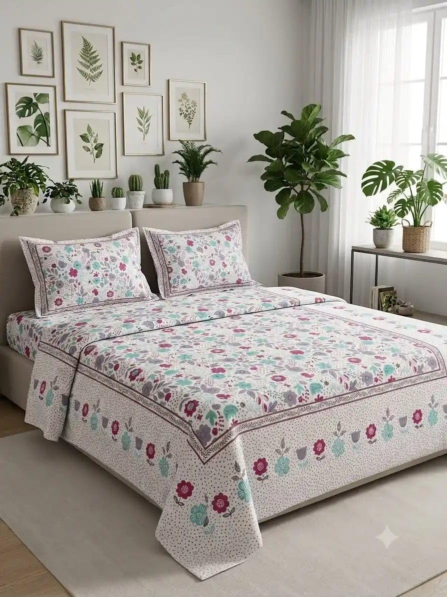 King Size Cotton Bedsheet Set | Vibrant Prints | 108 x 108 Inches | Lightweight & Comfortable for All Seasons-image-43