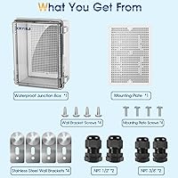 Vista 7 de Caja de conexiones de plástico ABS impermeable para proyectos al aire libre, IP67, resistente a la intemperie, a prueba de polvo con cubierta