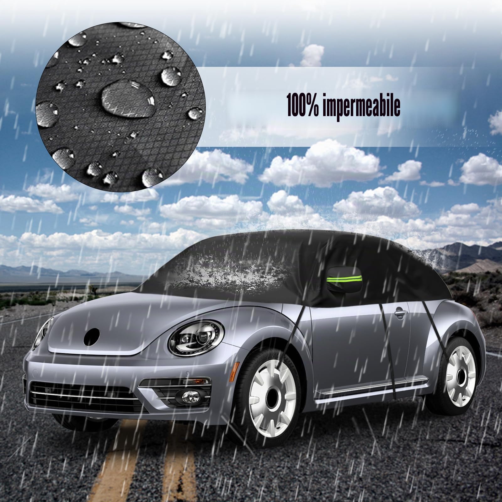 Copriauto Impermeabile Sostituzione per VW Beetle 1998-2019, Metà Copertura per Auto Resistente Ai Raggi UV, Metà Garage Antipolvere, per Esterni ed Interni | Mezza copertura per auto, resistente ai raggi UV, antipolvere, antineve, per interni ed