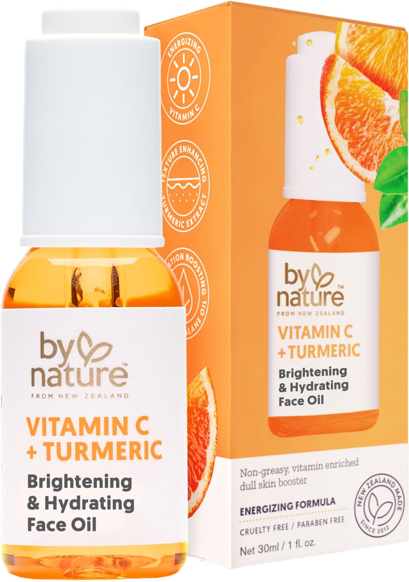 Brightening & Hydrating Face Oil - Vitamin C Oil & Turmeric Extract Enriched with Plant Squalane Oil for Face- Revitalize Dull, Tired Skin - Vitamin C Face Oil for Women and Men, 1 Fl Oz