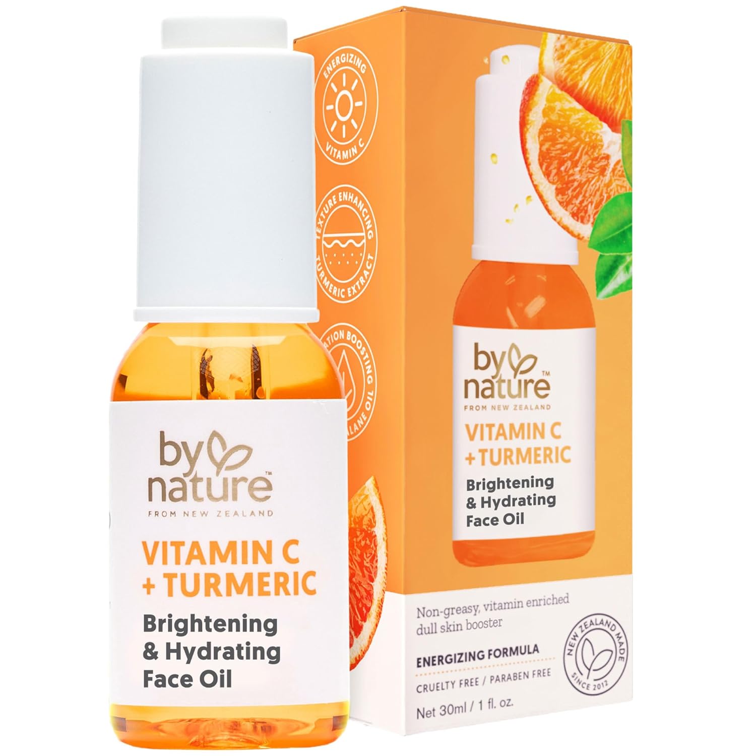 By Nature Hydrating Face Oil - Vitamin C, Turmeric & Plant Squalane Nourishes Skin for Radiant Vitality & Health Glow, for Women & Men, 1 Fl Oz