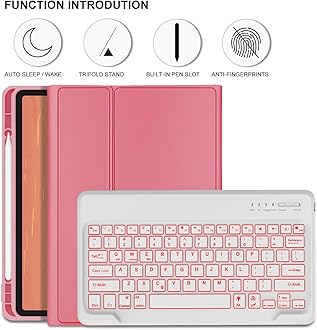 Galaxy Tab S9 FE+/ S9+ /S10+ 12.4 Inch Case with Keyboard, Detachable Bluetooth Keyboard Case with Pen Holder for Samsung Tab S10+ Plus/S9+ Plus/S9 FE+ Plus/S8+ Plus/S7FE/S7+ Plus 5G 12.4", Red