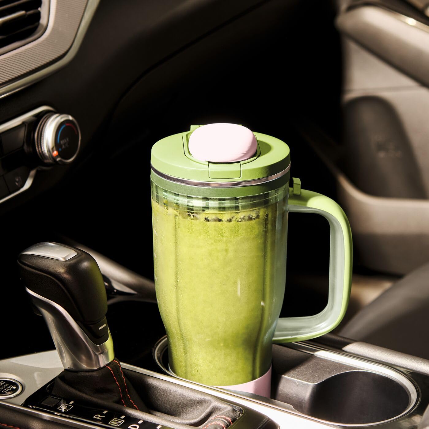 Ninja BlendBoss Reisebecher mit Deckel, kompatibel BlendBoss Mixer, für Becherhalter geeignet, Ausgussdeckel mit abnehmbarem Strohhalm, spülmaschinenfest, Wassermelone XSKDB324LSGN