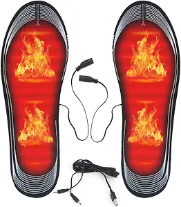 USB Heated Insoles Rechargeable Heating Insoles Multiple Sizes Electric Foot Warmer Mat for Camping, Fishing, Hiking