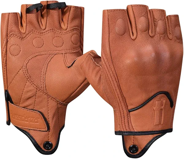 Harssidanzar Women Fingerless Motorcycle Gloves,Hard Knuckle Protection Riding Driving Biker Racing Motorbike Glove KL022US