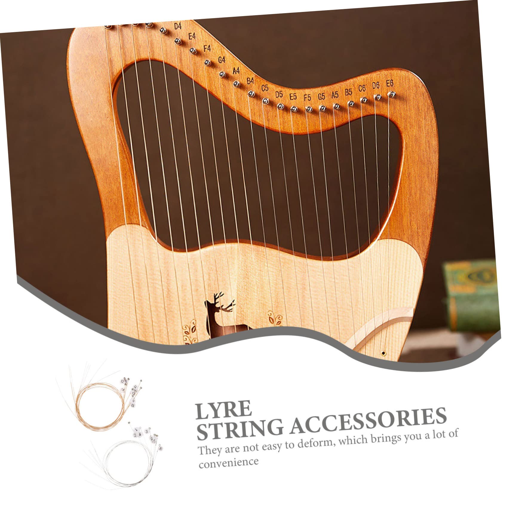 FAVOMOTO 16pcs Lyre Strings Set Acoustic Harp Replacement Strings Musical Instrument Accessories