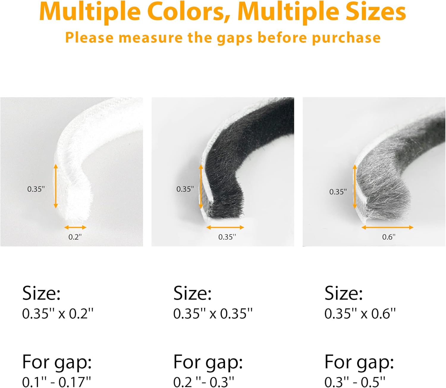 39.4FT Brush Weather Stripping, Neat Pile Self Adhesive Seal Strip for Windows and Door, Weatherstrip for Soundproofing, Windproof, Dustproof, Stronger Stickiness, 0.35'' Wide x 0.2'' Thick, White