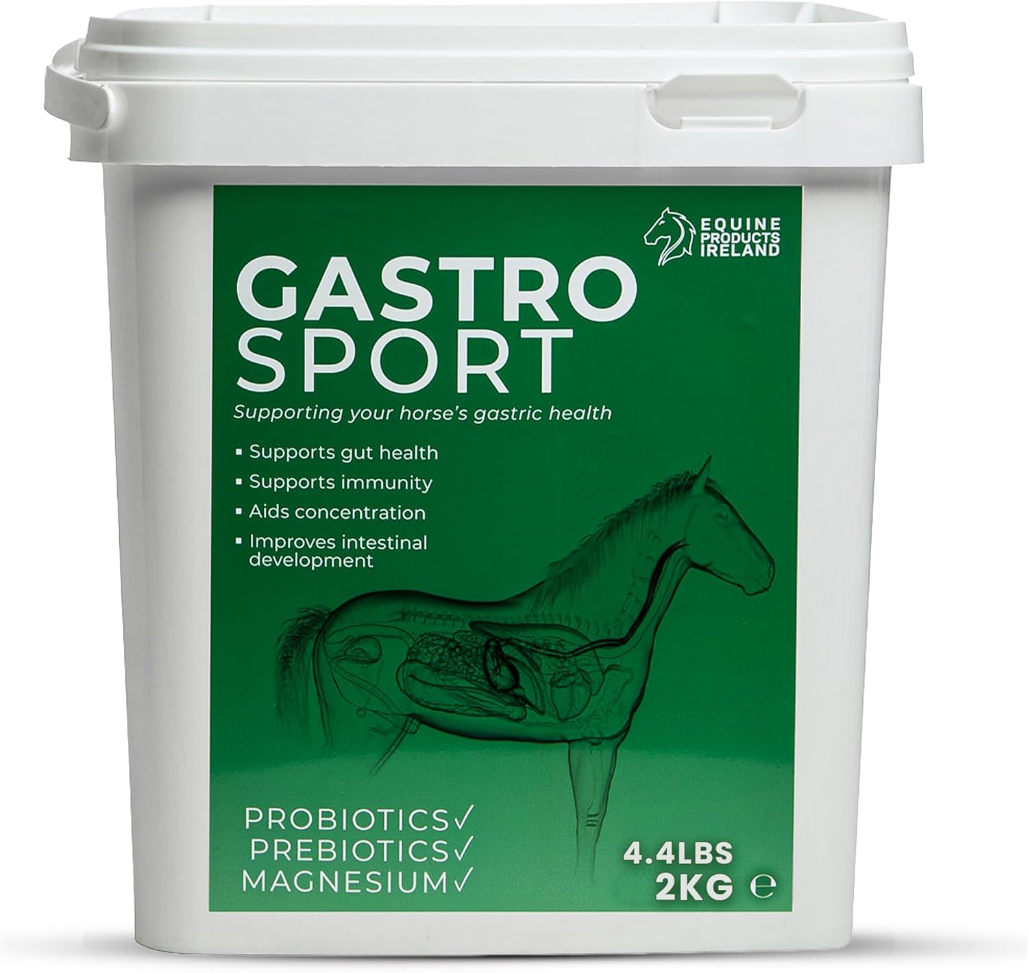 – Gastro Sport – Horse Supplies Gut Health Supplement with Probiotics, Prebiotics & Magnesium, Supports Digestion, Immunity & Focus – Complementary Horse Feed (2kg (4.4lbs))