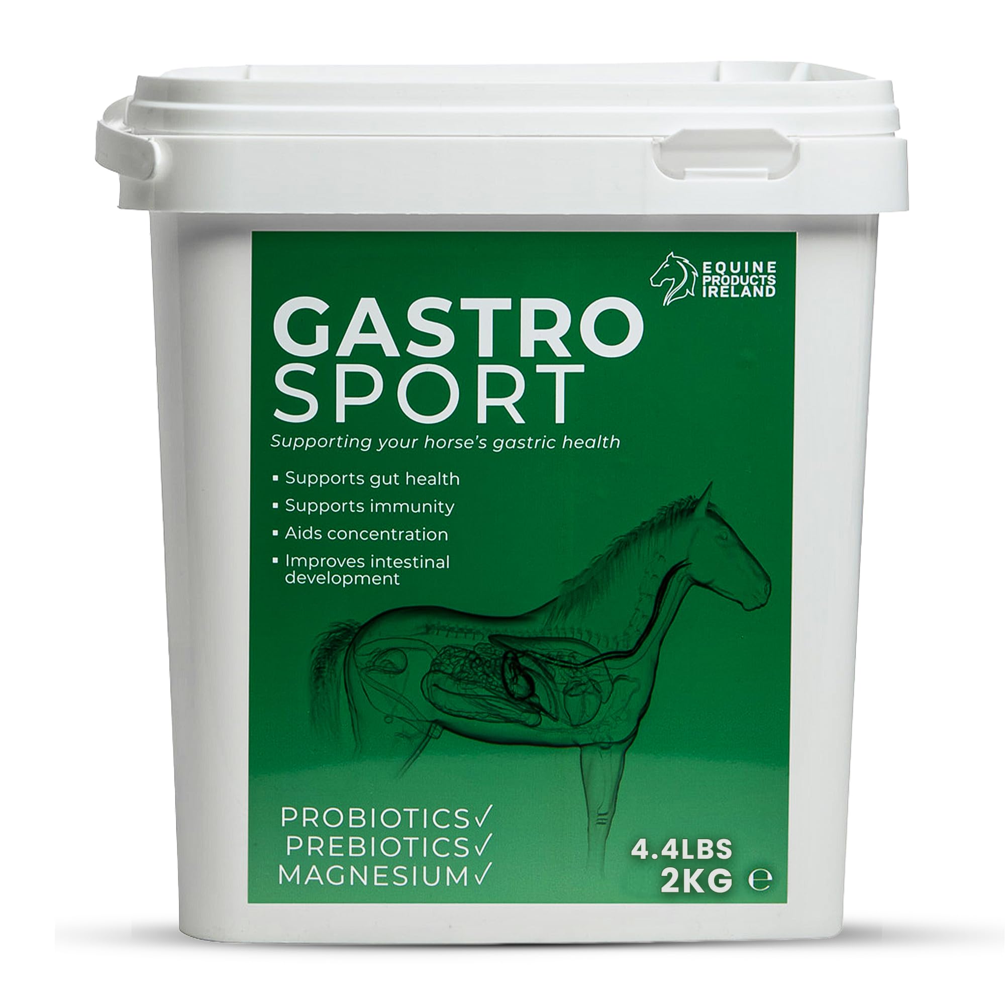 Equine Products Ireland – Gastro Sport – Horse Supplies Gut Health Supplement with Probiotics, Prebiotics & Magnesium, Supports Digestion, Immunity & Focus – Complementary Horse Feed (2kg (4.4lbs))