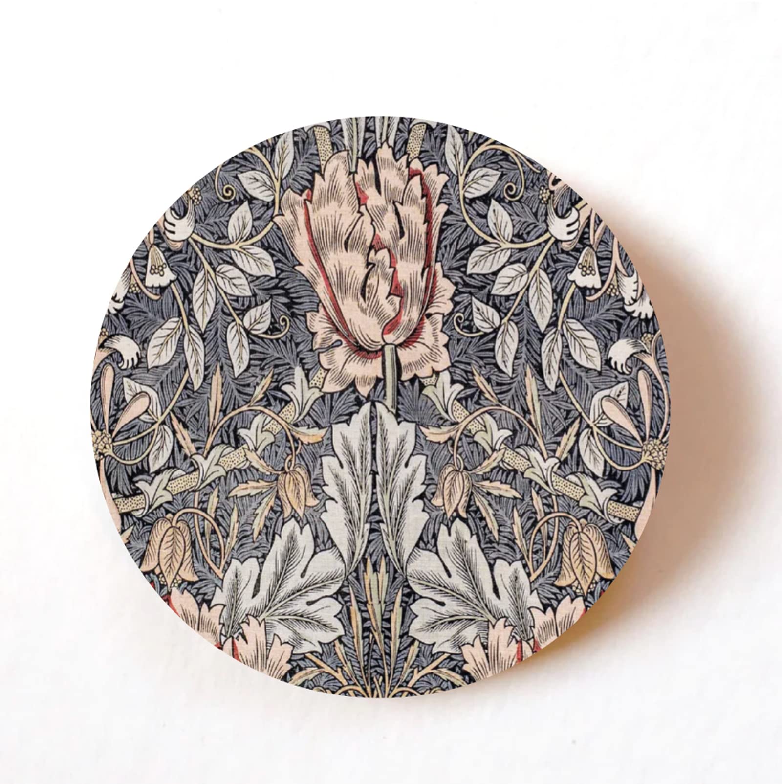 stika.co Pack of 72 William Morris Vintage Honeysuckle Design Paper Labels, Self-Adhesive Stickers, Decorative Stickers, 40 mm Circular Craft Stickers