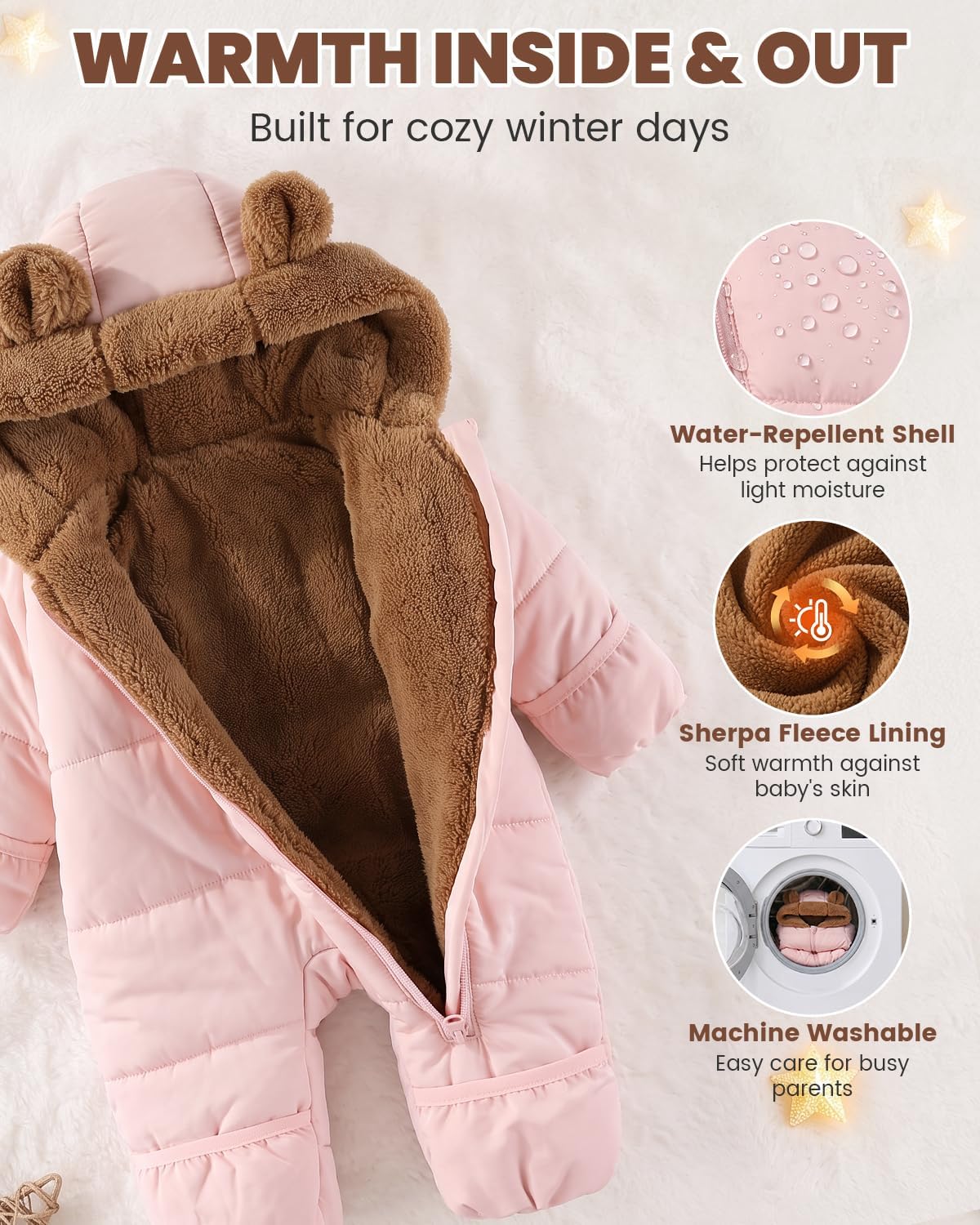 WYTbaby Baby Snowsuit Toddler Winter Suit Boy Girl Infant Winter Clothes