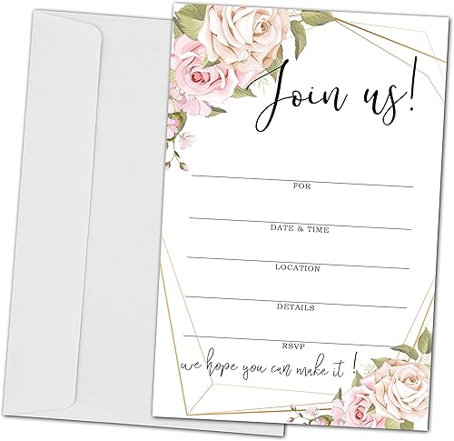 Tarjetas de invitación Join Us - Tarjetas de invitación florales para todas las ocasiones, bodas, compromisos, recepciones, jubilaciones, despedidas