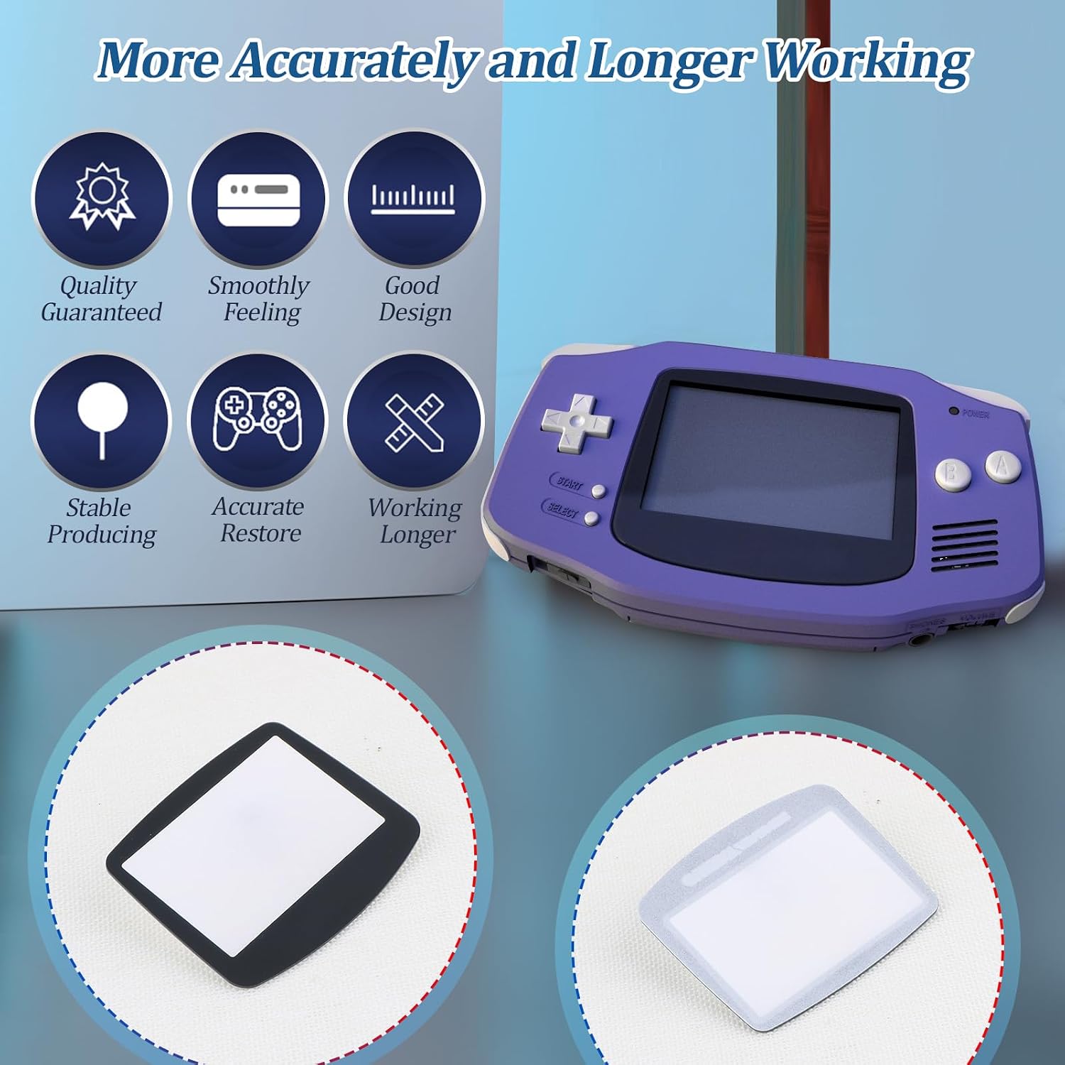 2PCS Front Glass for Gameboy Advance GBA System Protective Screen Lens Case Cover Glass Panel Screen Lens Front Display Replacement with Tools(Black) image 4