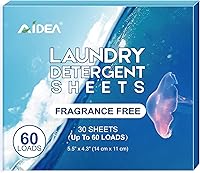 Vista 13 de AIDEA Hojas de detergente para ropa, sin perfume (160 cargas), 80 hojas, jabón de lavandería, detergente para lavadora, hoja de detergente libre
