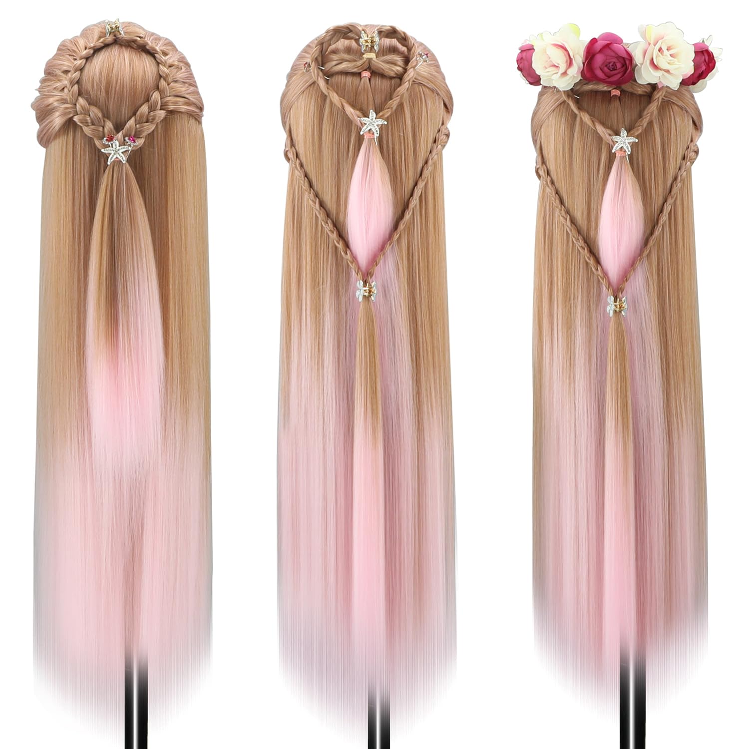 Styling Head 28 inch Hairdresser Training Head 100% Synthetic Fiber Hair Styling Head - Image 2