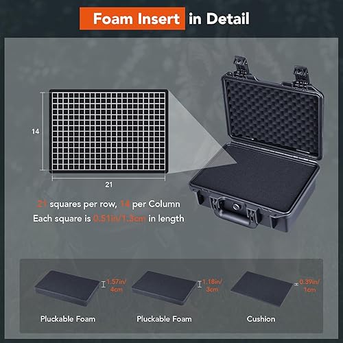 Miniatura 8 de Lykus HC-3010 - Funda rígida impermeable con inserto de espuma personalizable, tamaño interior de 11.81 x 7.87 x 4.72 pulgadas, adecuado para