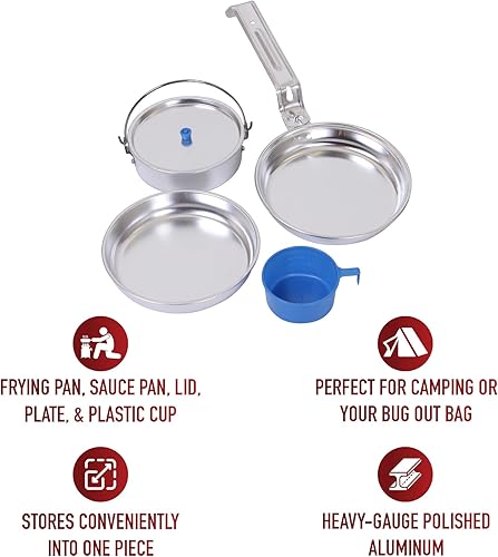 Miniatura 6 de Rothco Kit de 5 piezas de aluminio para ensuciar – Juego de utensilios de cocina compacto y duradero para acampar y aventuras al aire libre