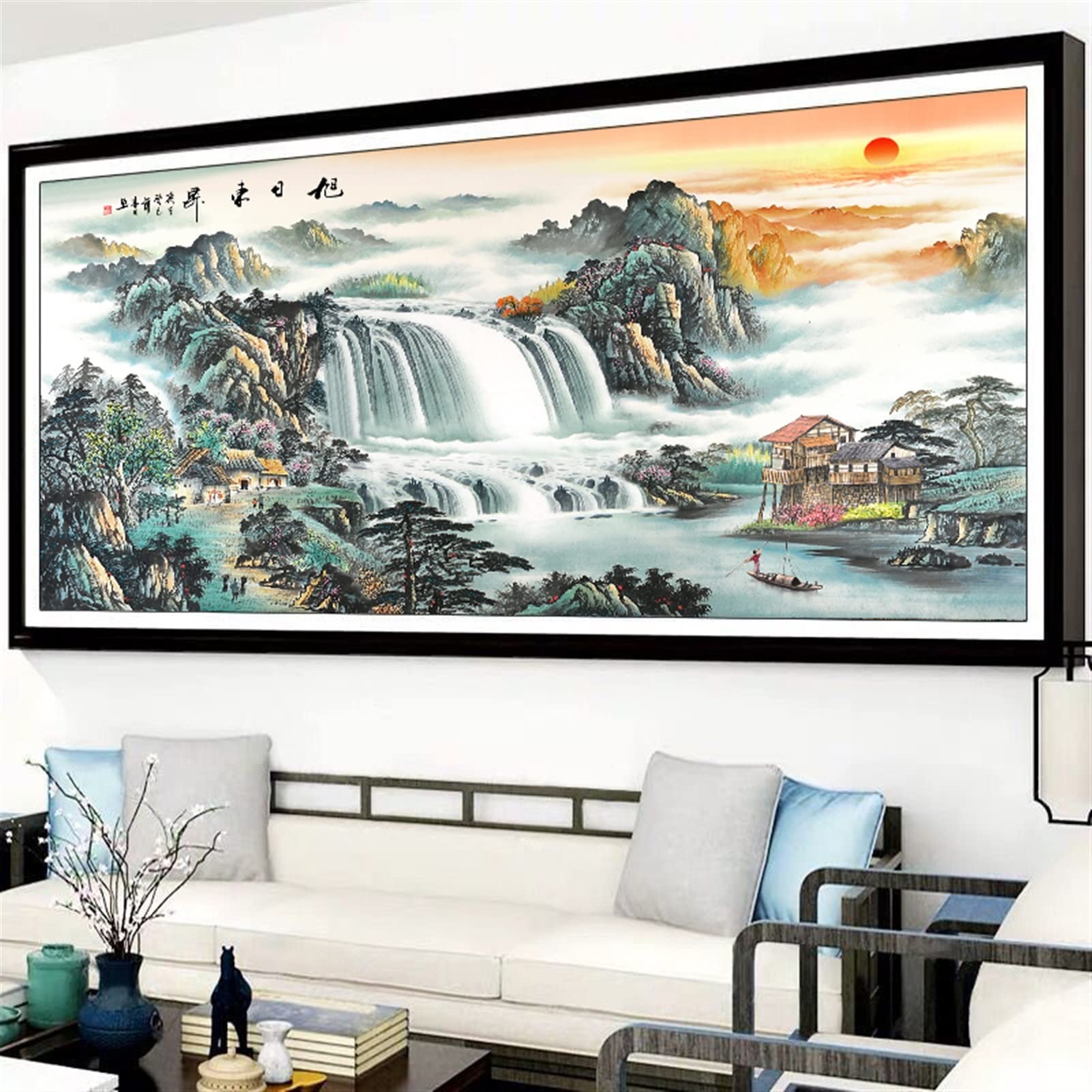 Costura de la Costura de tamaño Grande, Kit de Bordado Completo, patrón Impreso artesanía Artesanal (Size : 150x65cm Silk)