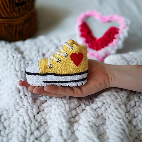 Miniatura 7 de Handmade Yellow Crochet Baby Sneakers Booties, Unique Gender-Neutral Newborn Socks, Customizable Baby Shower Gift, Custom Baby Gifts, Baby GirlBoy
