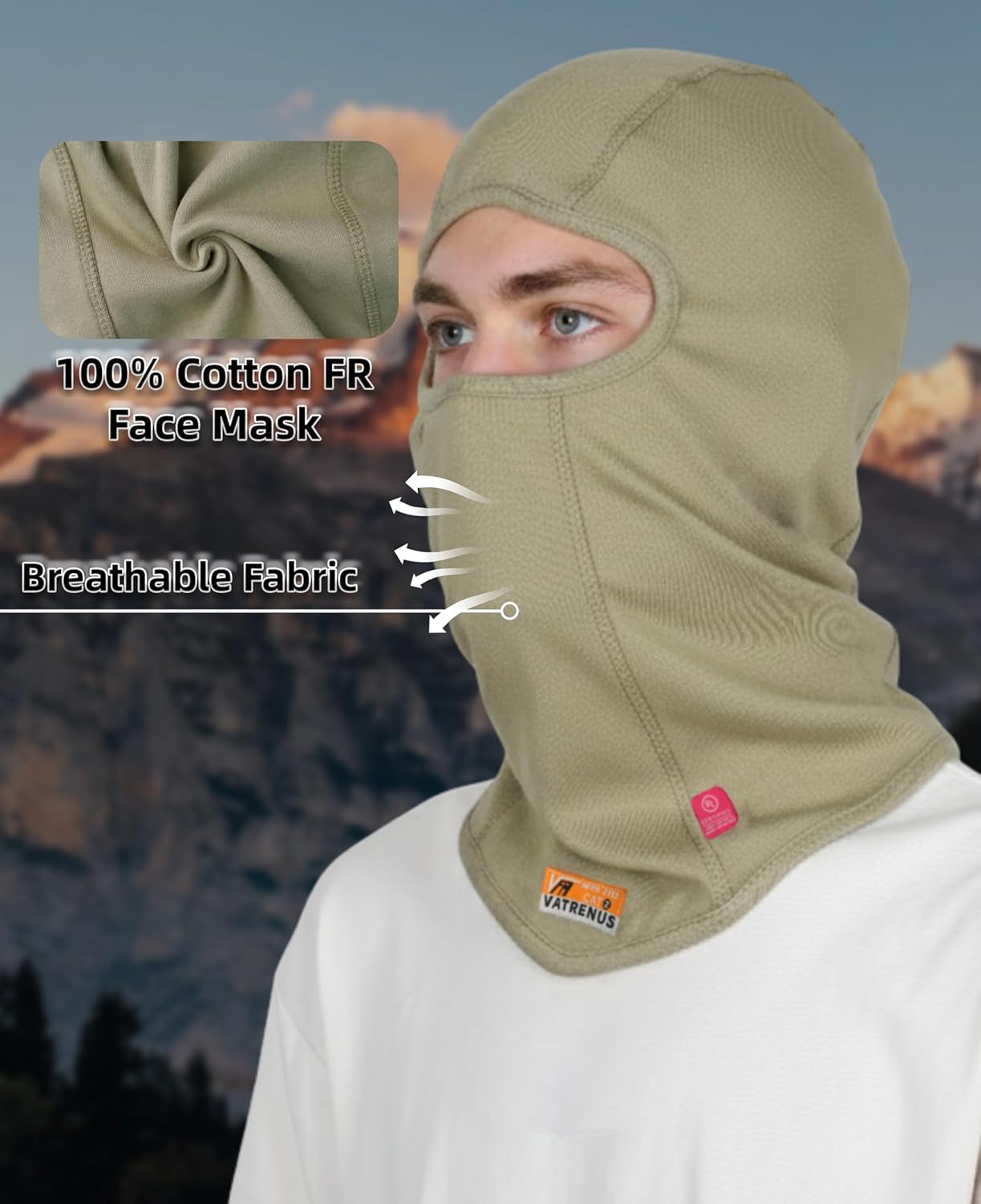 VATRENUS FR Balaclava 7oz FR Face Mask Flame Resistant Hood Welding Hood Breathable Arc Rated NFPA2112 CAT2 One Size - Image 3