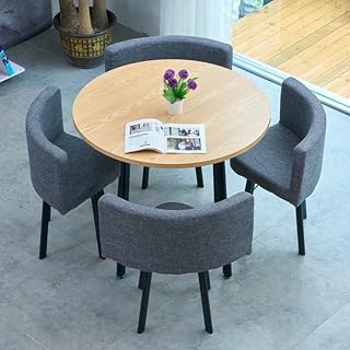 Office Reception Room Club Table and Chair Set- Office Reception Round Table Simple Kitchen Dining Table- for Kitchen Meeting Room Library Movie Theater Tea Shop (Blue)