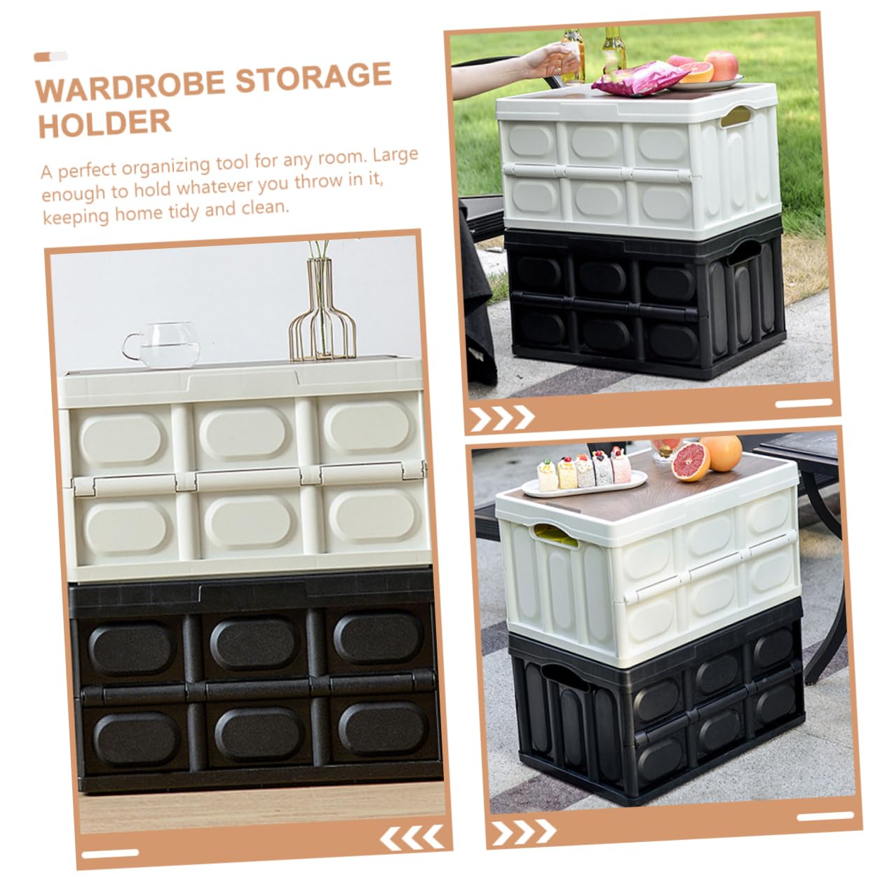 Cabilock Contenedor Plegable de Almacenamiento Tapa para Ropa y Juguetes Caja de Plástico Gran Capacidad Organizador Multifuncional para Camping Uso y