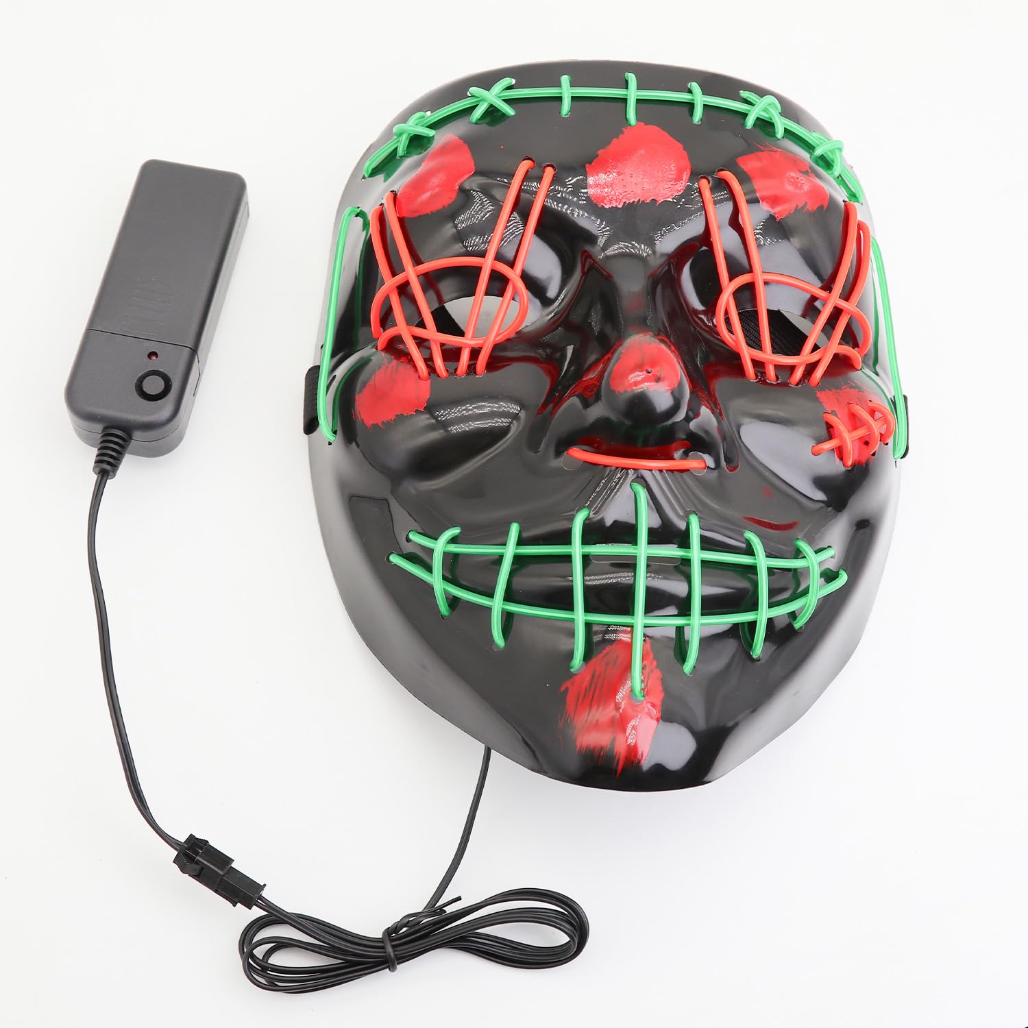Halloween Mask with LED Lights - Scary Light-Up Mask for Costume Parties Cosplay, Masquerade & Carnival Festivals (black A)