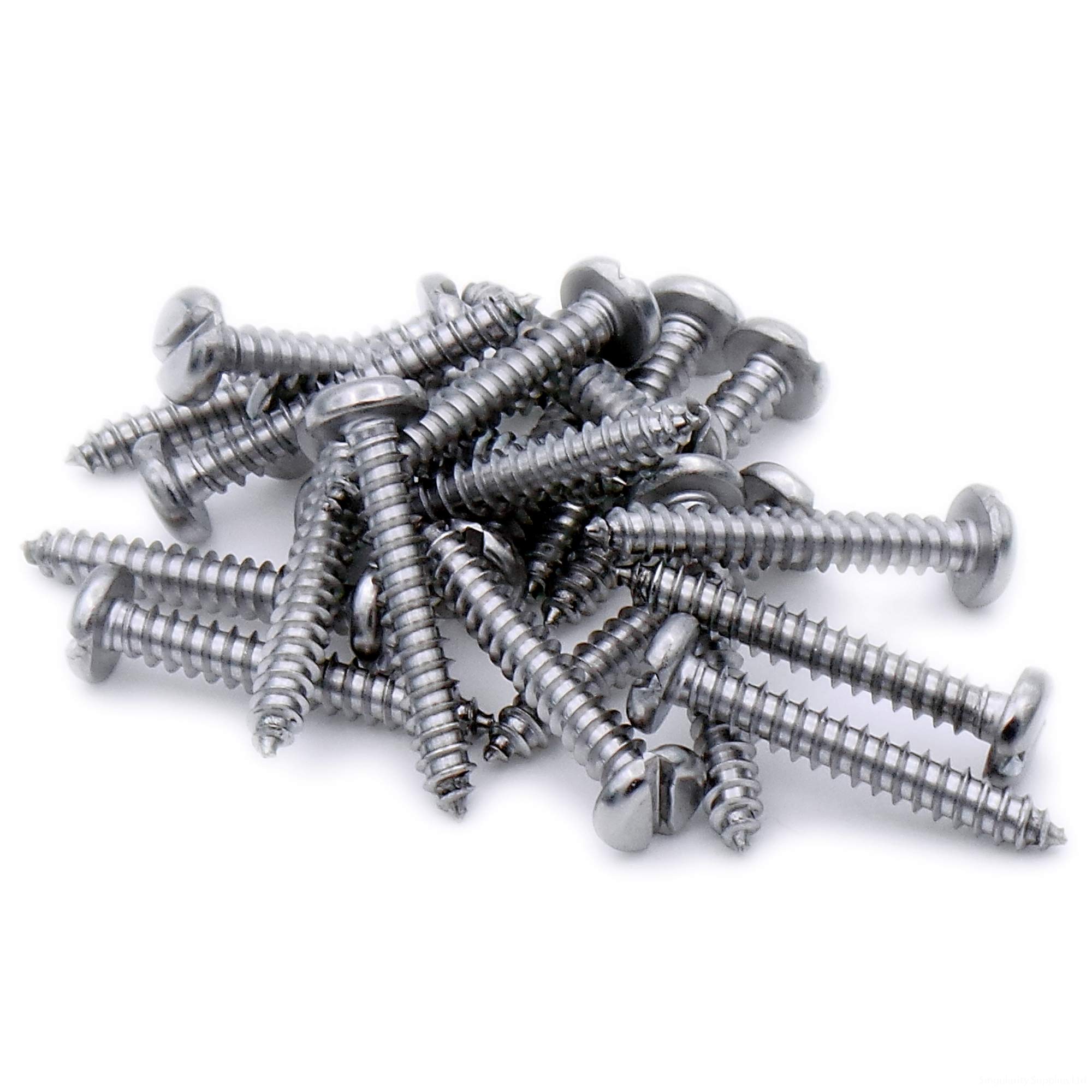 Singularity Supplies Silver No.6 X 0.25 (3.5Mm X 6.5Mm) Slot Pan Self-Tapping Screw - Stainless Steel (A2) (Pack Of 20)