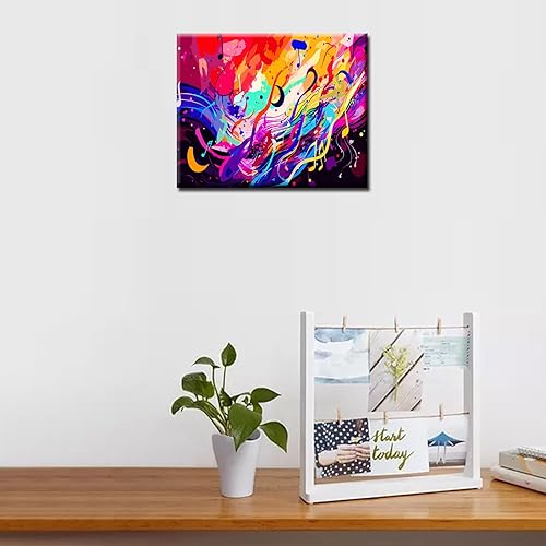 Miniatura 3 de Aihonmin Pintura por números para adultos, pintura de notas coloridas, pintura acrílica de acuarela por números para niños principiantes, pintura,