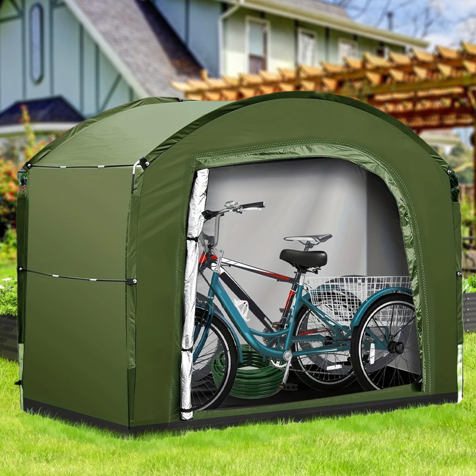 Copertura per igloo per moto - Tenda organizer per biciclette in tessuto Oxford, rifugio multifunzionale | Coperture impermeabili per attrezzi da giardino per motociclette, tosaerba, attrezzatura per