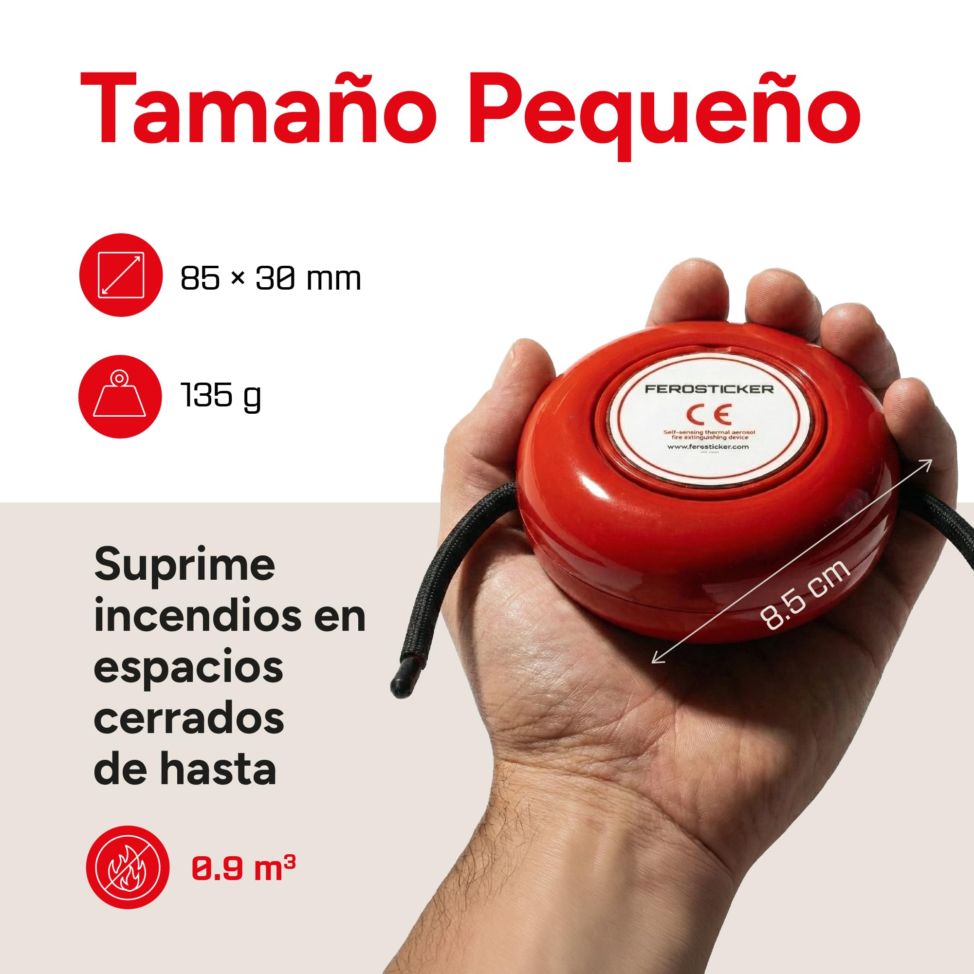 Pequeño Extintor Automático (1 Pieza) | Para barcos, grandes cuadros eléctricos, tractores, cosechadoras, equipos industriales y compartimentos de baterías.