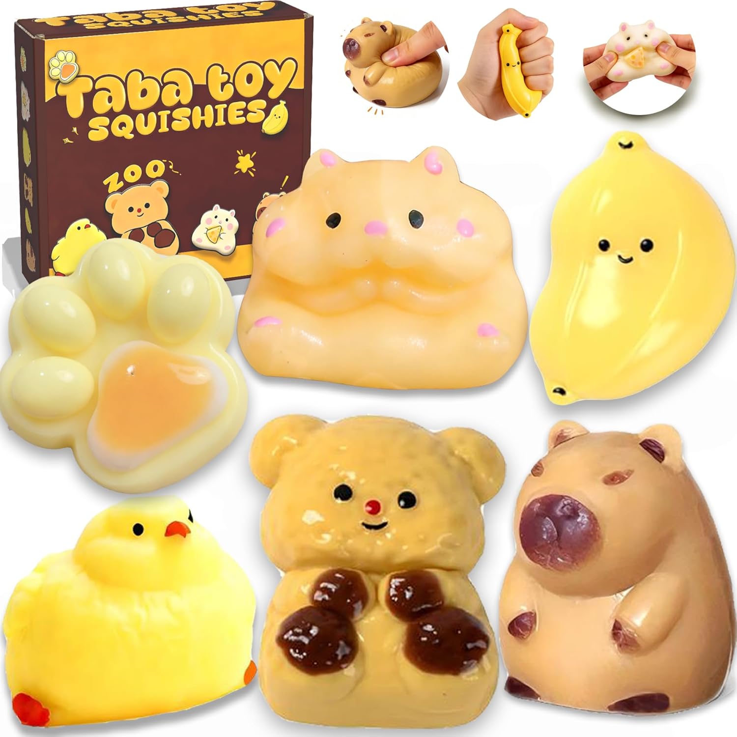 Taba Toy Squishies Stress Relief Fidget Toys for Kids, Bulk Cute Sensory Squeeze Toys for Classroom Home Office Use,Children with Autism, Perfect as a