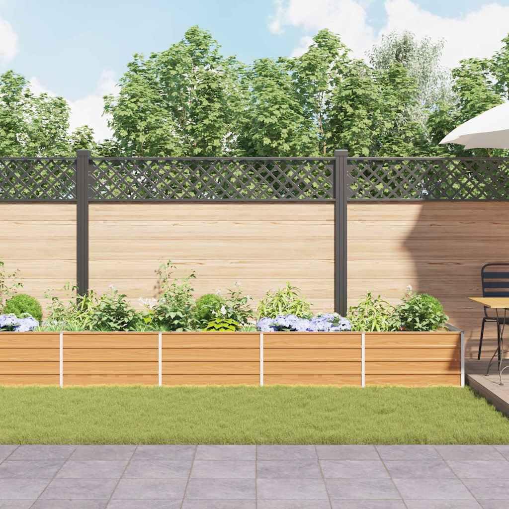 Homogen Bancal de acero galvanizado de color marrón claro, 480 x 80 x 45 cm, con drenaje para jardín, balcón, terraza, resistente a la intemperie, material resistente, ideal para flores, cultivo y