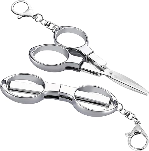Tijeras plegables, 2 tijeras de llavero, tijeras de viaje portátiles de seguridad, cortador telescópico de acero inoxidable utilizado para el hogar,