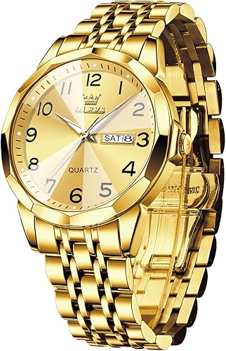 OLEVS Reloj para Hombre Mujer Cara Grande Unisex Diamante Lujo Vestir Analógico Cuarzo Acero Inoxidable Impermeable Luminoso Fecha Negocios Informal