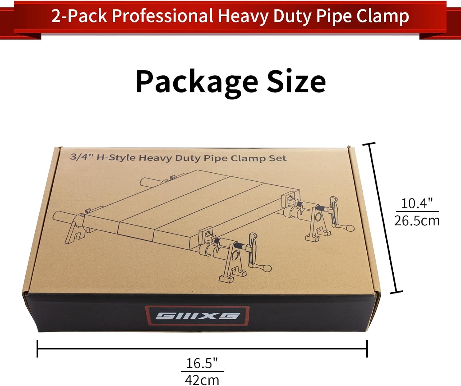 2-Pack 24 Inch Pipe Style Bar Clamps for Woodworking Gluing | 1766 Lbs Load Limit,3/4" H-Style Wood Clamps,Polished Galvanized Tubes,Rubber Pads, Extendable Design,Furniture Wood Gluing