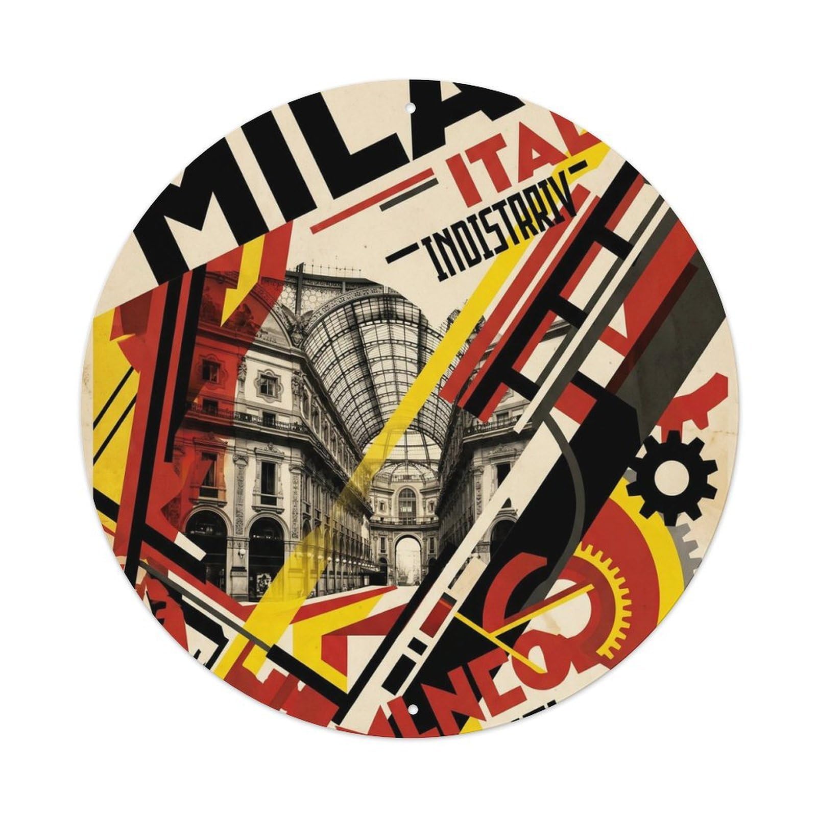 Vintage Travel Milan Italy Constructivism Metal Tin Sign