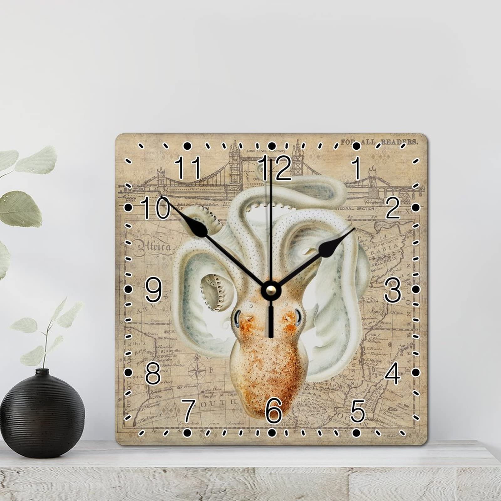 Horloge murale pieuvre sans tic-tac pour éliminer les bruits de salon