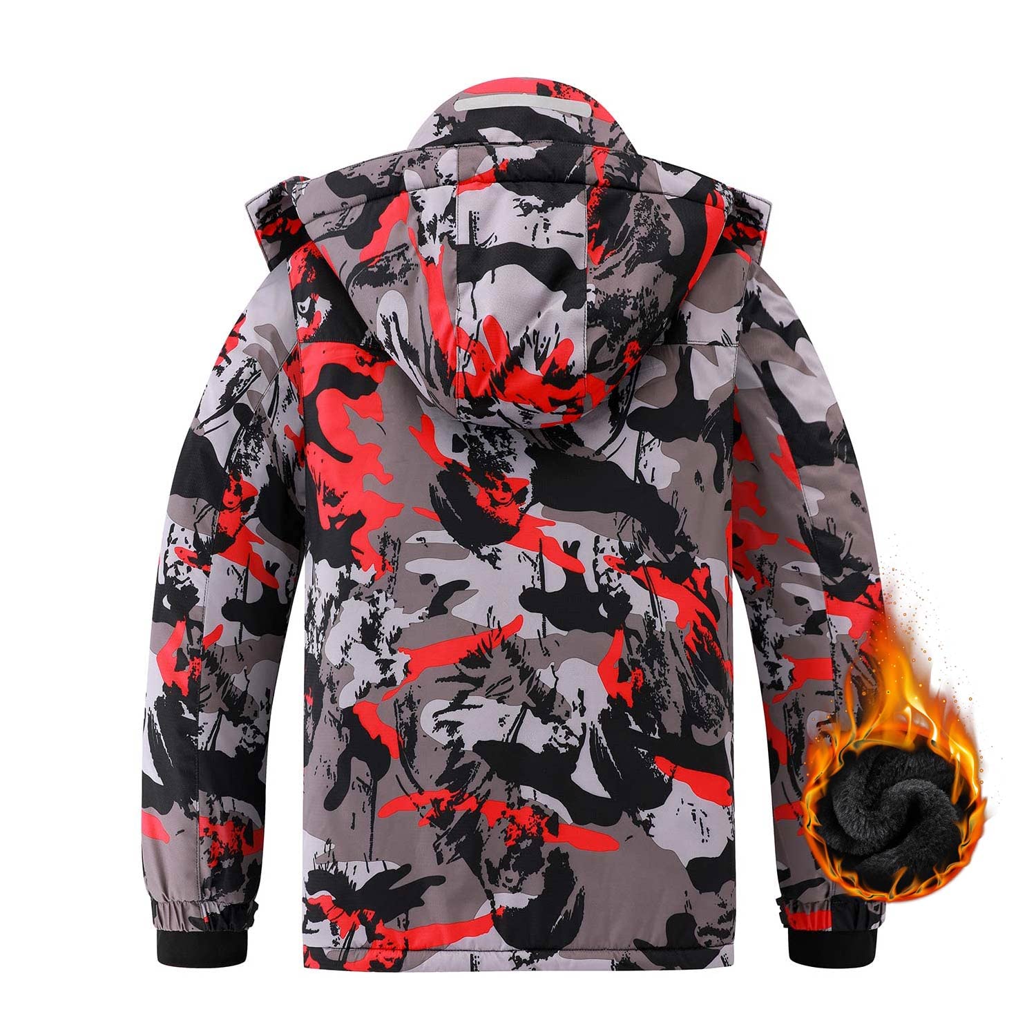 AFILOK Giacca da sci impermeabile traspirante per bambini foderata in pile antivento con cappuccio cappotti da snowboard