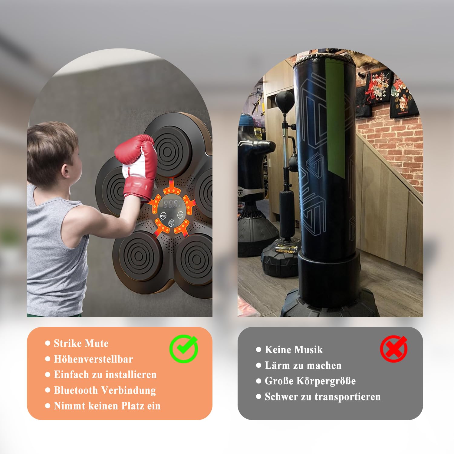 Macchina da Boxe Musicale, Boxmaschine Bluetooth Intelligente a Parete per Esercizi Domestici di Decompressione con Guantoni da Boxe, Attrezzatura da Boxe per Adulti e Bambini