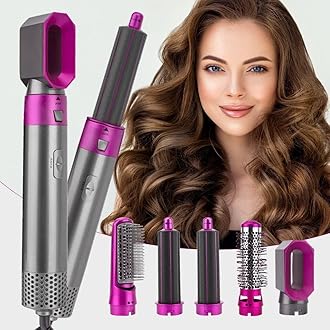 – 5-in-1 Hot Air Hair Dryer & Styler Tool Set Multifunctional Hair Dryer, Curler, Straightener, Volumizer, Smoother & Interchangeable Attachments for All Types of stylish hair.
