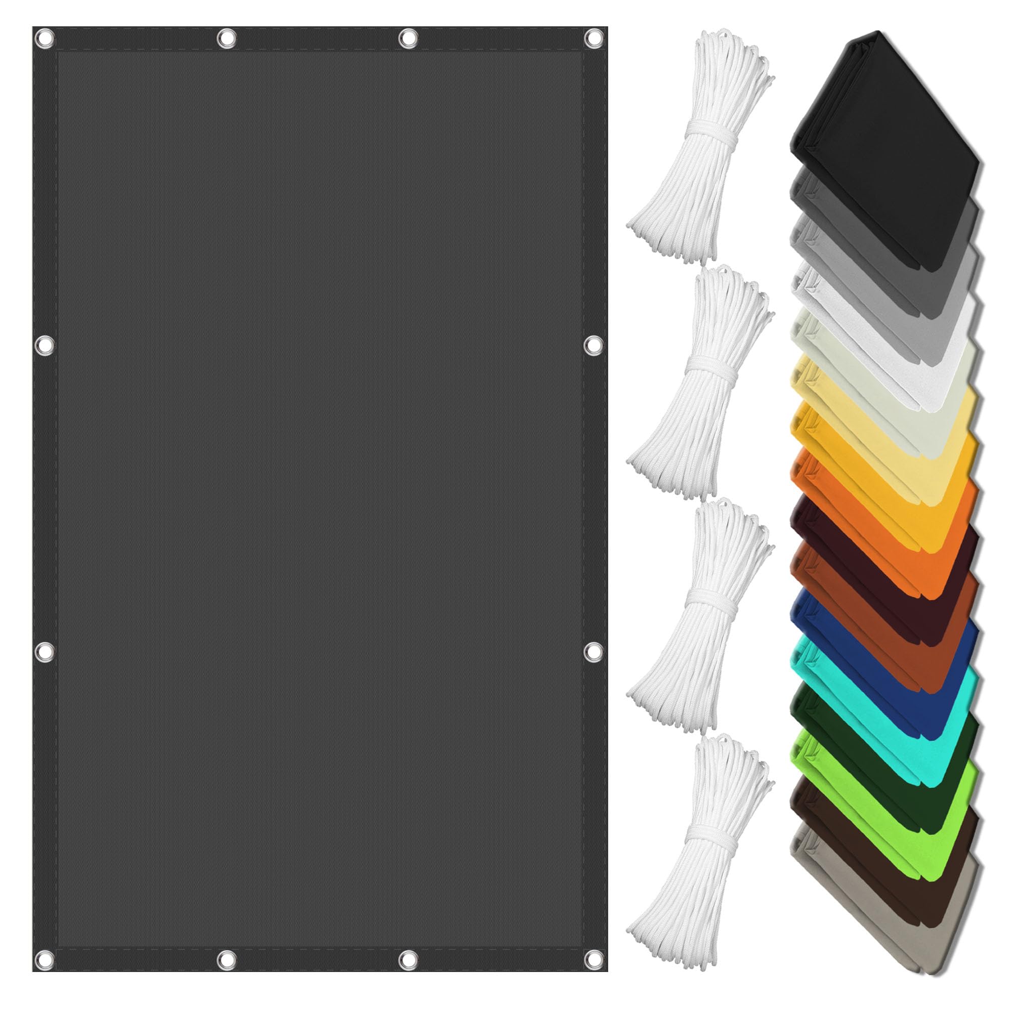 Parasol à voile rectangulaire gris foncé 2.4x2.6m avec œillets pour jardin