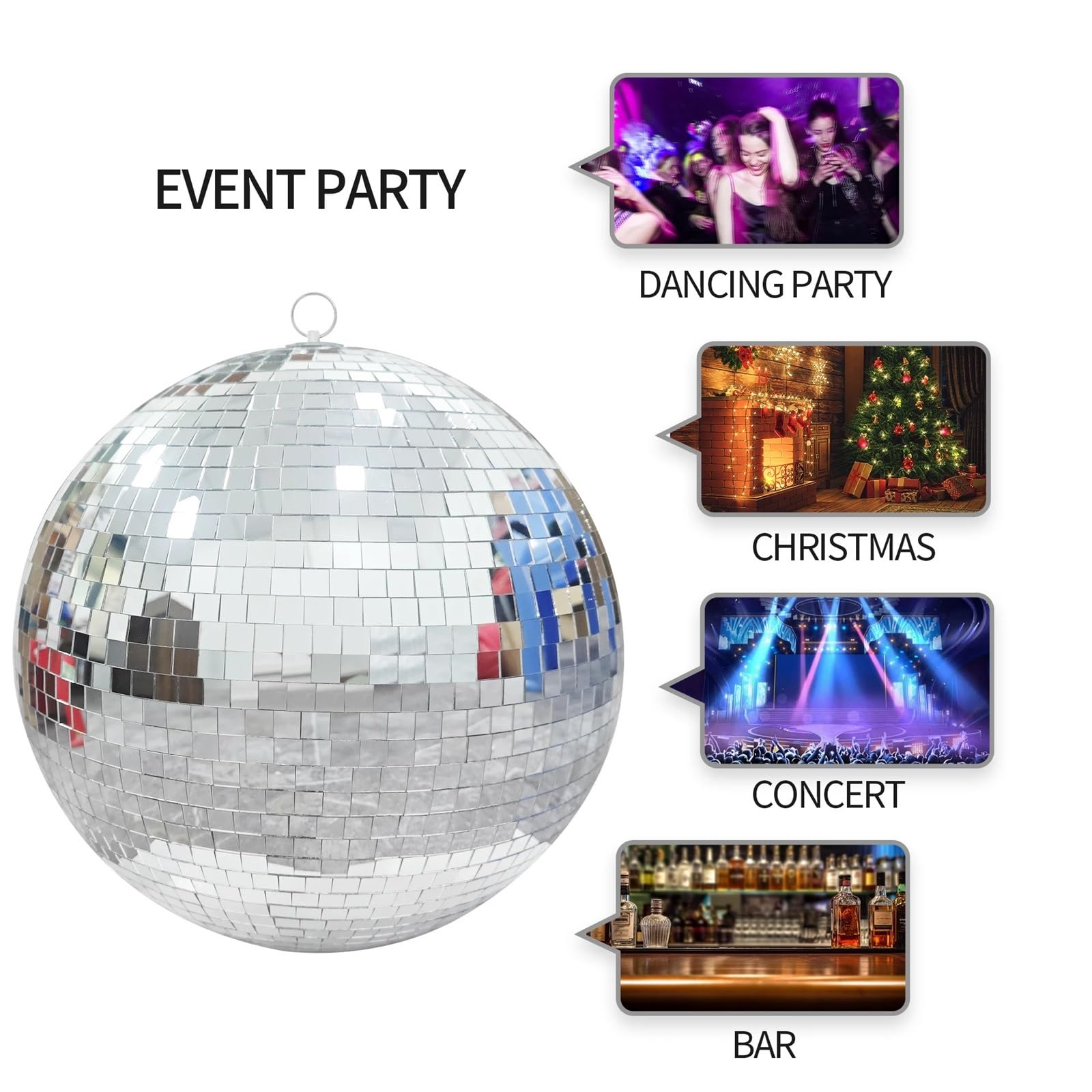 Dekoracja imprezowa lustrzanej kuli dyskotekowej, Disco Ball Szklane obrotowe lustro Wiszące dekoracje na scenę KTV 20 cm
