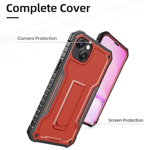 Miniatura 10 de ExoGuard Funda para iPhone 14 Plus de 6.7 pulgadas, funda de goma a prueba de golpes de cuerpo completo viene con un protector de pantalla de vidrio
