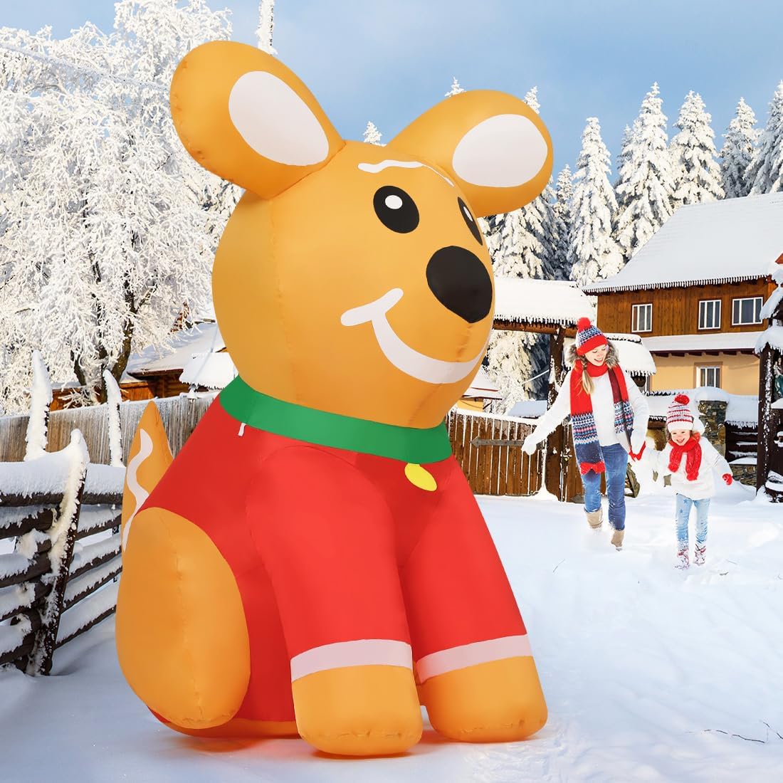 COMIN 5FT Christmas Inflatables Outdoor Decorations, Blow Up Cute Dog Inflatable with Built-in LEDs for Christmas Indoor Outdoor Yard Lawn Garden Decorations - Image 4